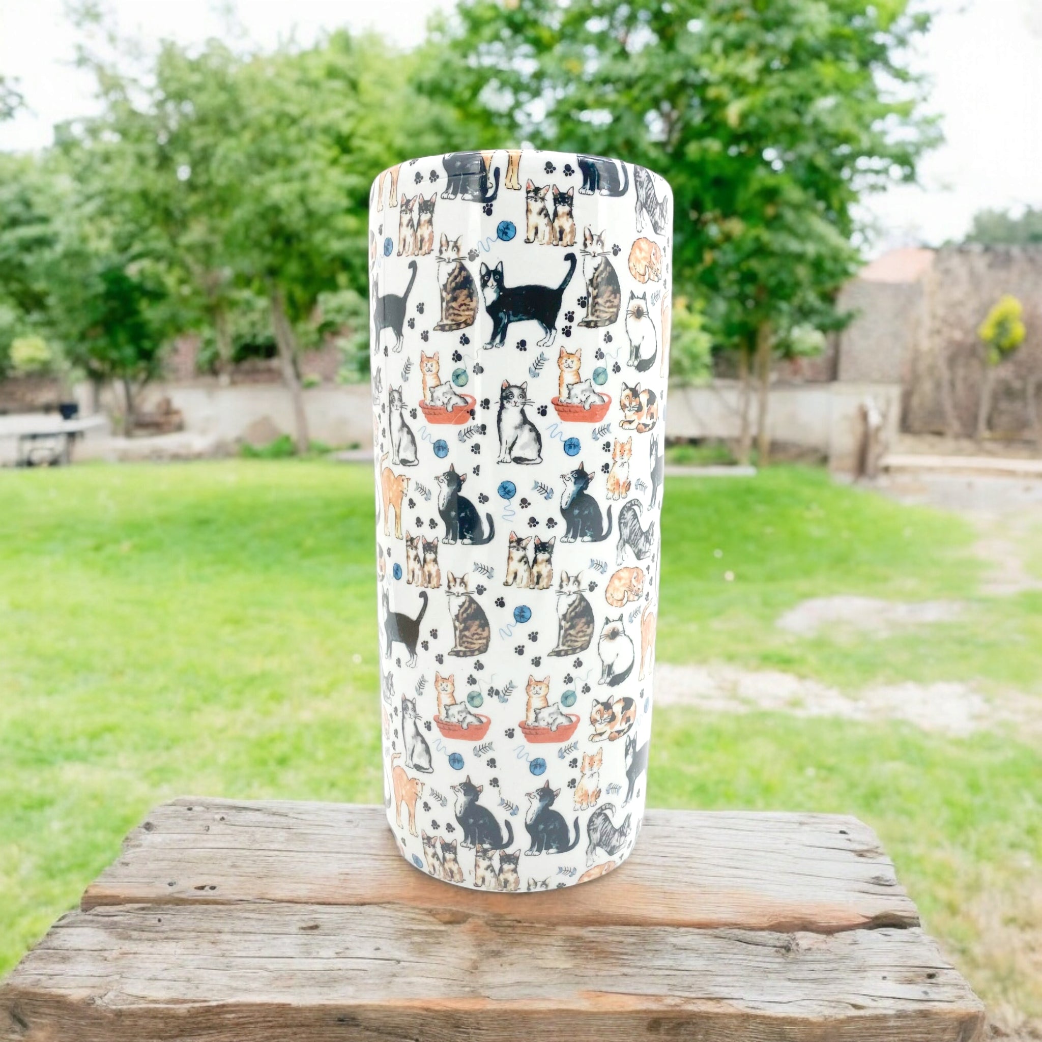 18 Inch Round Assorted Cats Umbrella Stand Vase