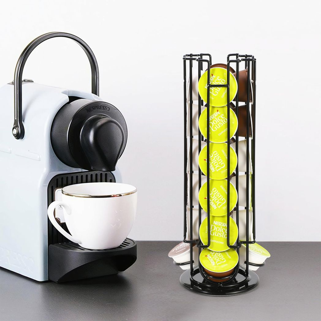 Vinsani 24 Pod Revolving Black Coffee Capsule Holder Stand for Dolce Gusto
