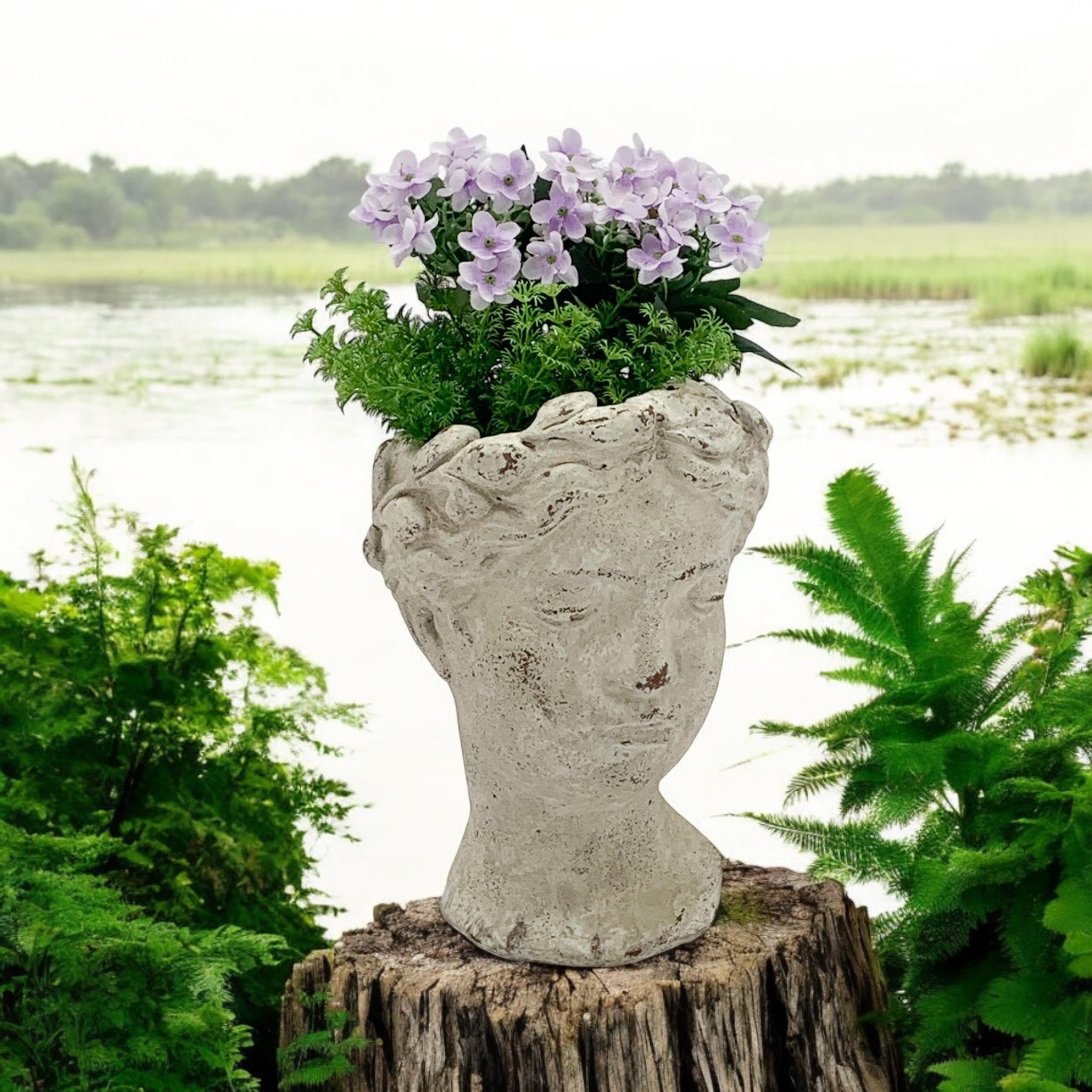 MSL 35cm Cream Cement Bust Pot