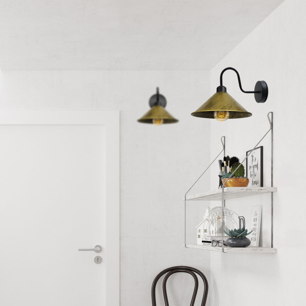 Vintage Cone Wall Sconce, E27 Dimmable Indoor Hardwired Light