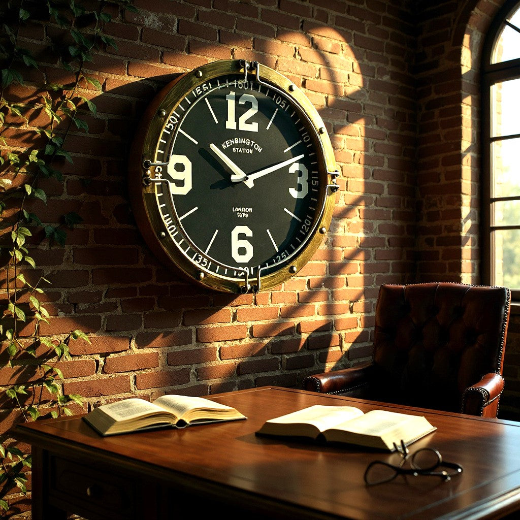 MSL 40cm Wall Clock Black Face Hanging Hook Requires 1 x AA Battery