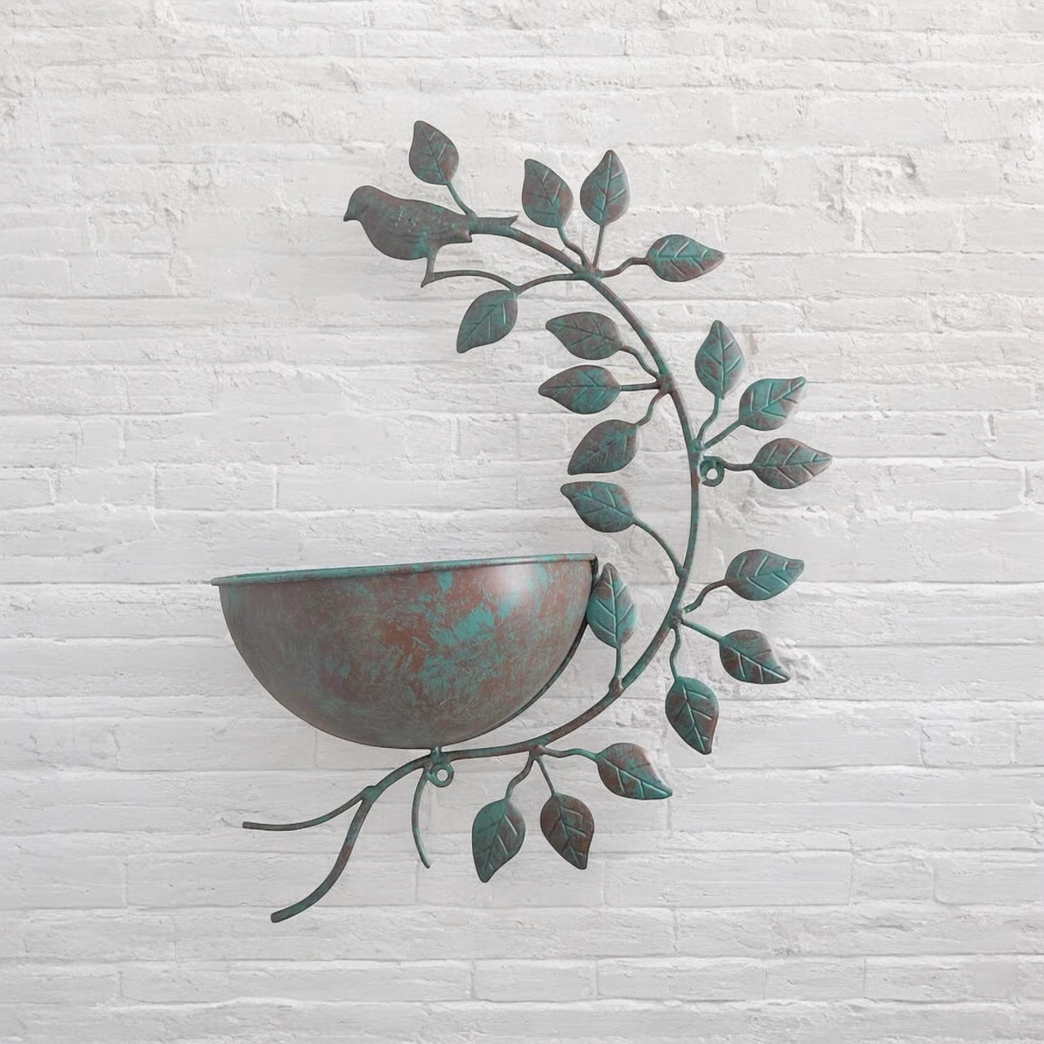 MSL 42cm Green Metal Garden Planter Pot