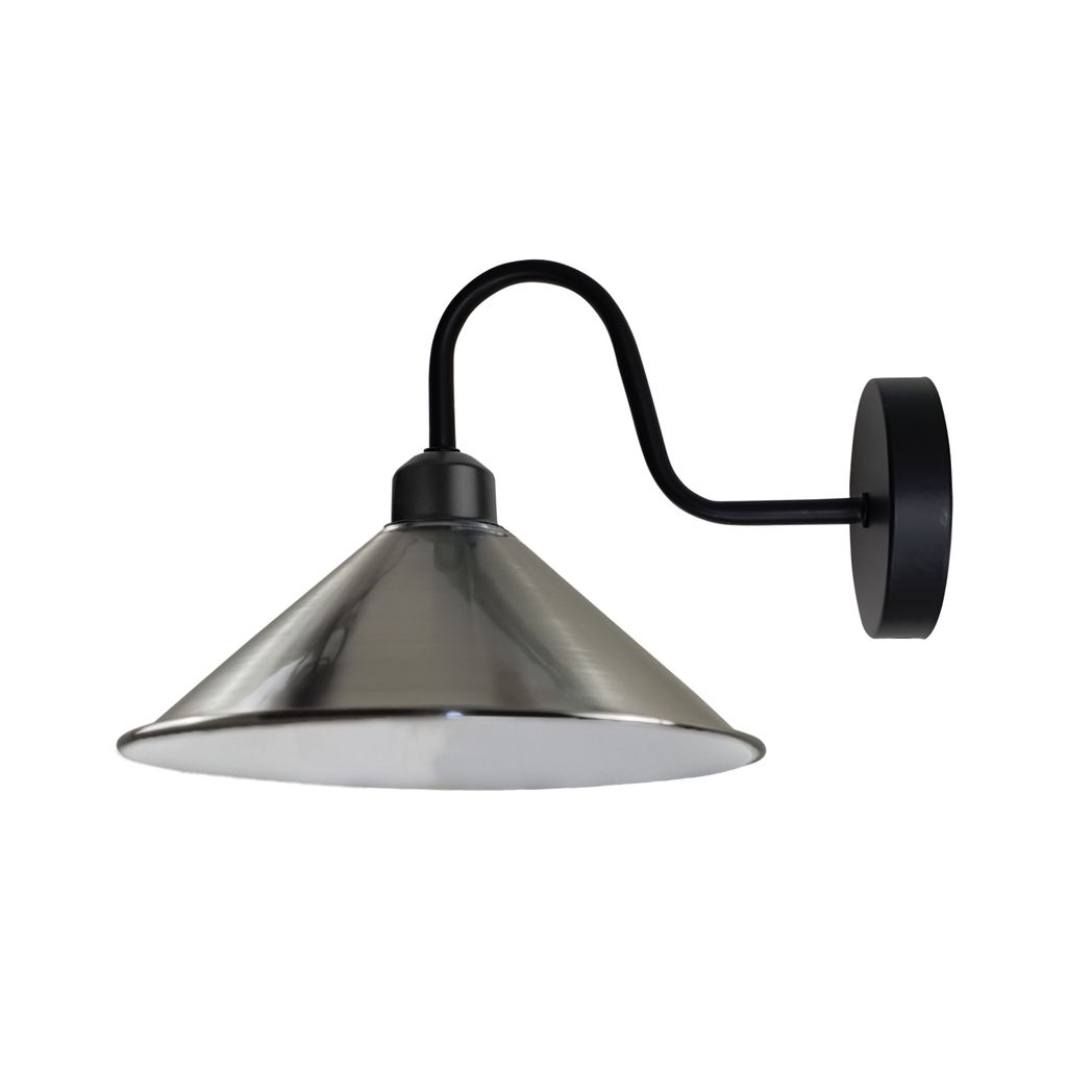 Vintage Wall Sconce, Satin Nickel Black Metal, E27, Dimmable