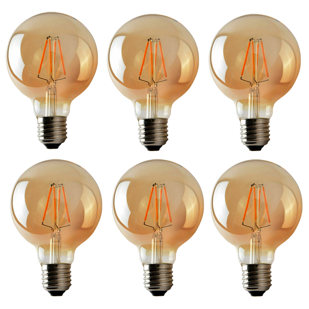 6Pack E27 LED Edison Dimmable Vintage Amber Glass Warm white 2700K Light Bulbs
