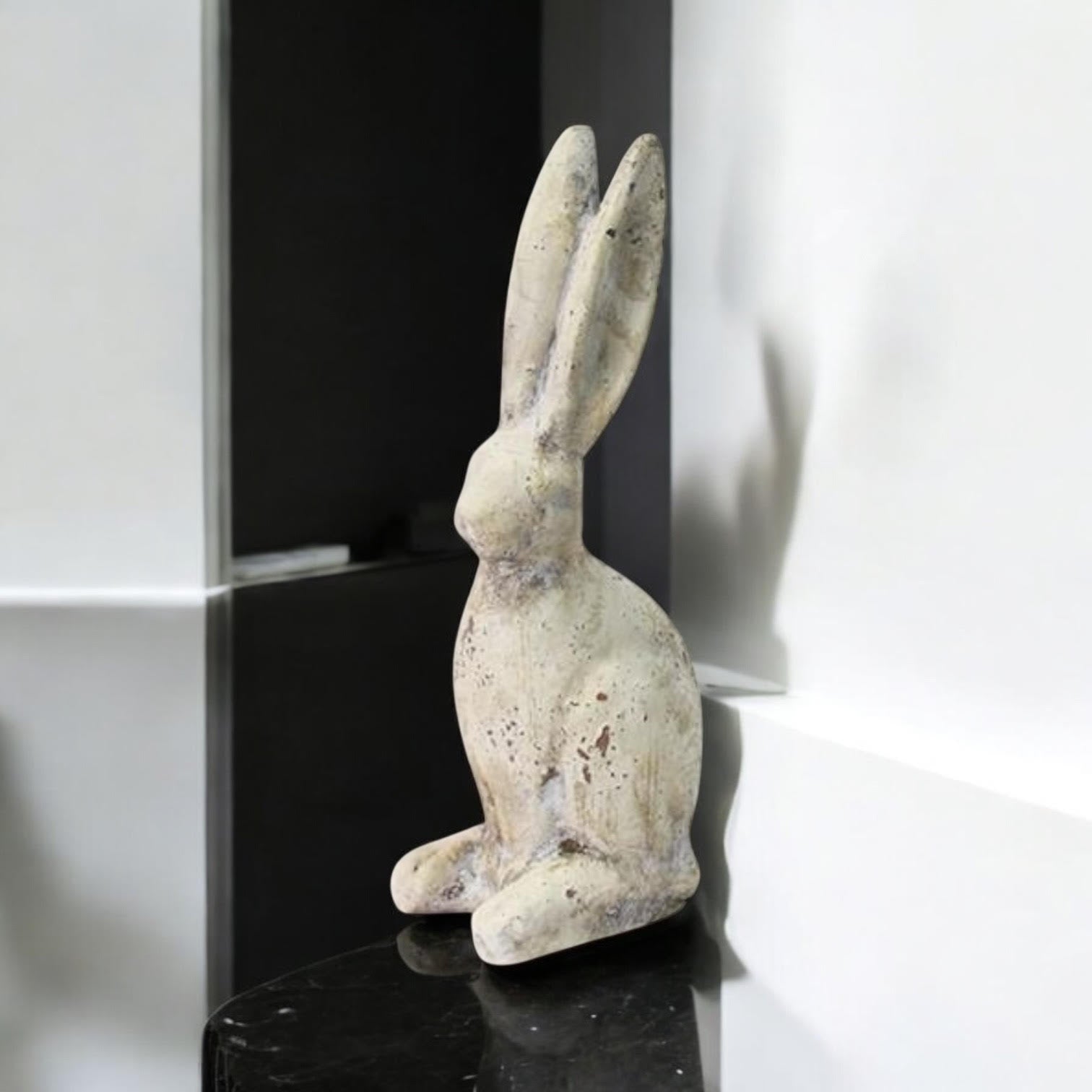 MSL 26cm Cream Cement Rabbit Garden Ornament