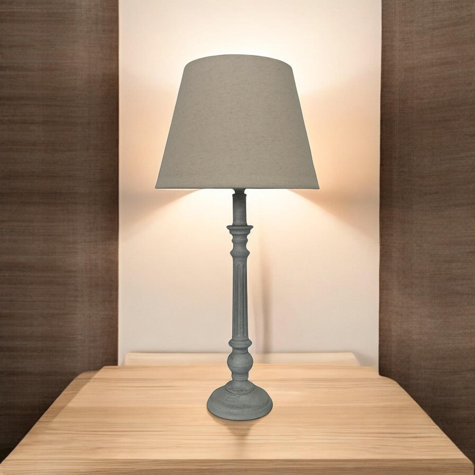 MSL 54cm Traditional Table Lamp Base and Linen Shade with Inline Rocker Switch, Double Insulated