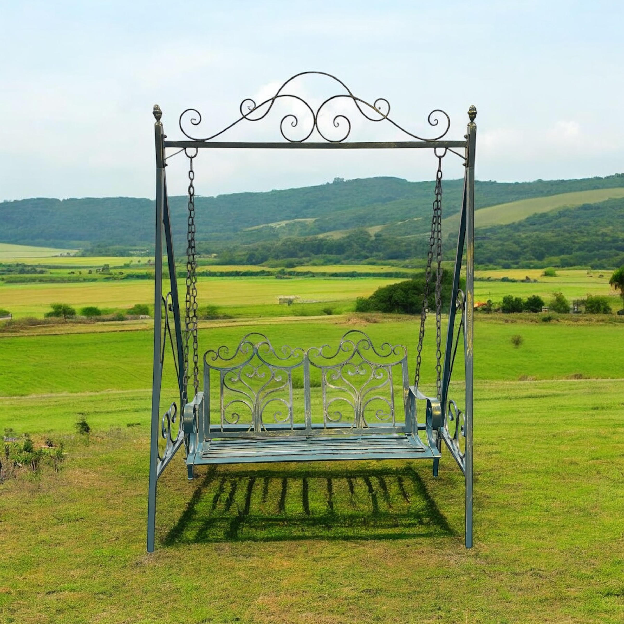 MSL Blue and Gold Metal Swing Bench