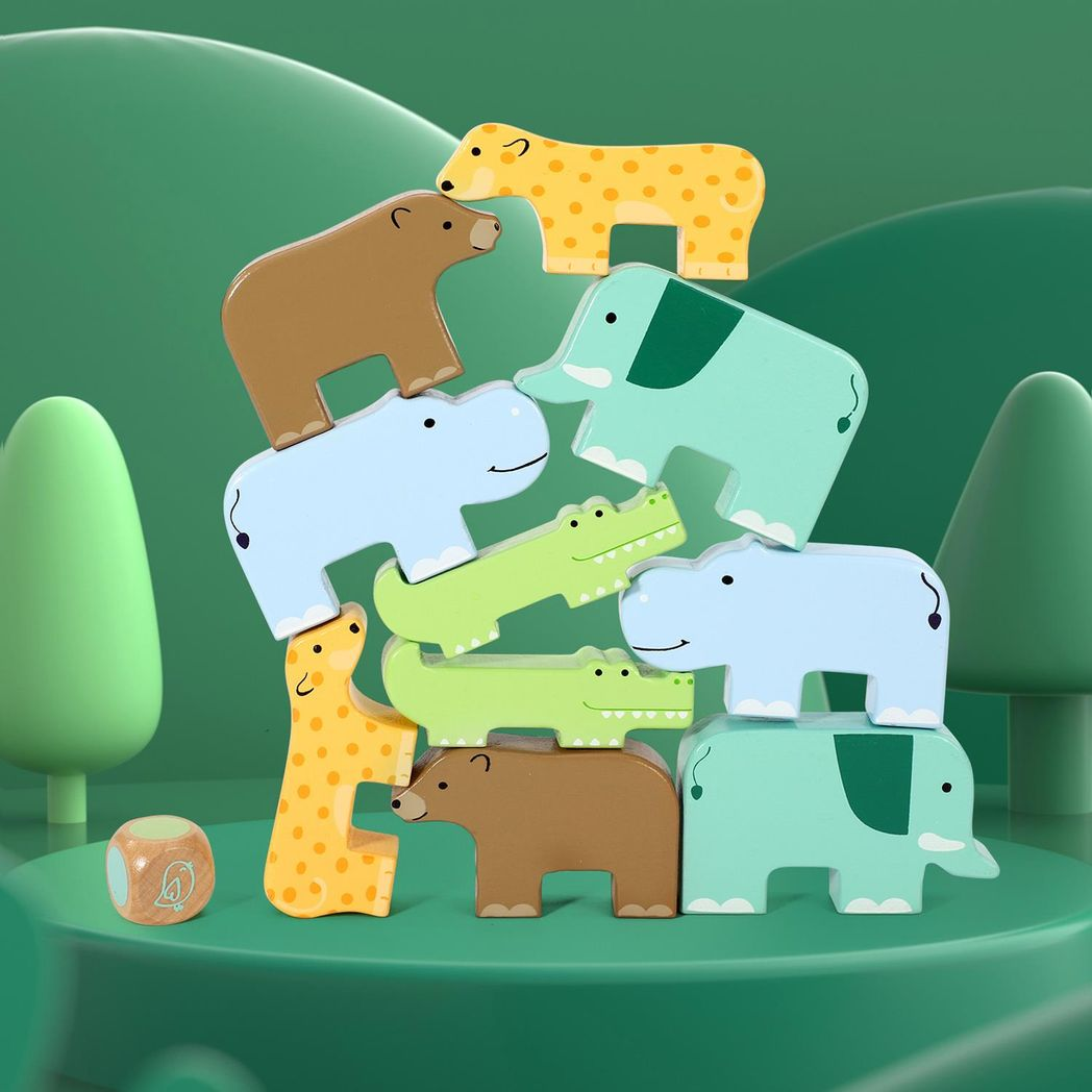 SOKA Wild Animal Stacking Balancing Wooden Montessori Toy for Toddlers