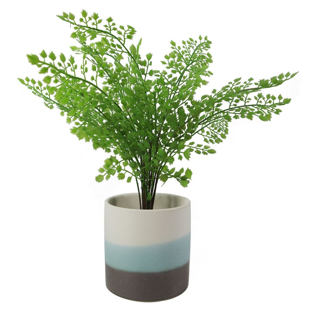 Leaf 12cm Blue Sand Stripe Ceramic Indoor Planter