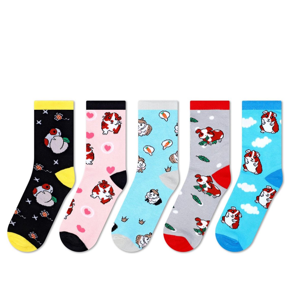 Vinsani Guinea Pig Socks 5 Pack, Women’s One Size UK 4-7 EU 37-40