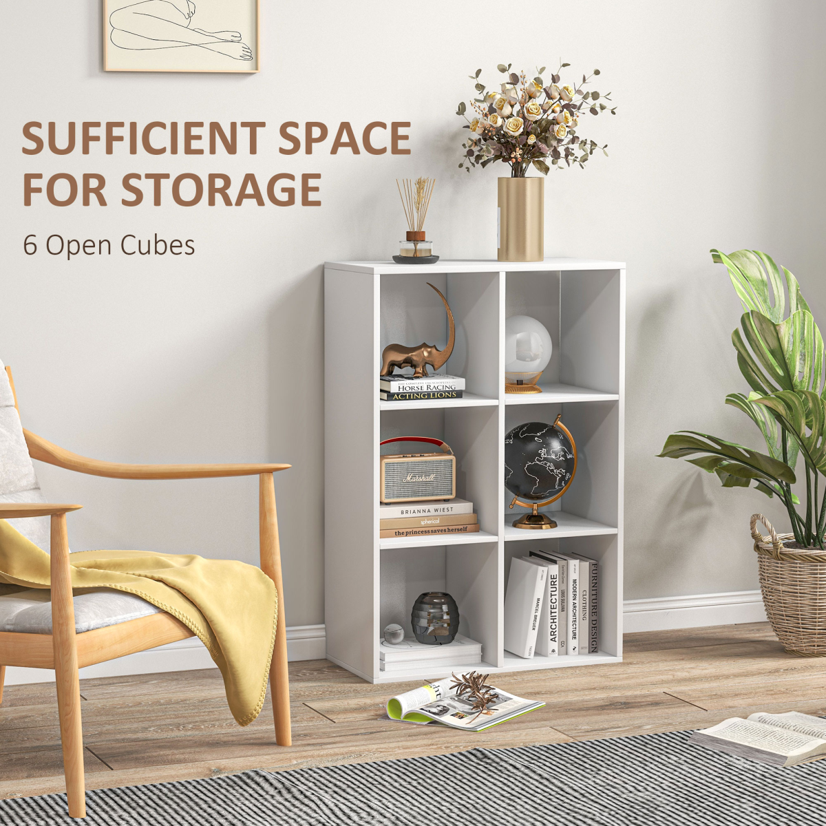 White 6-Cube Storage Cabinet Bookcase Shelf Unit