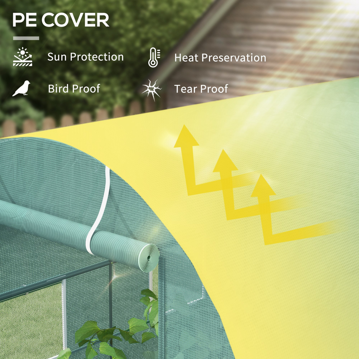 Walk-In Polytunnel Greenhouse, 2.5 x 2 m, Steel Frame, PE Cover