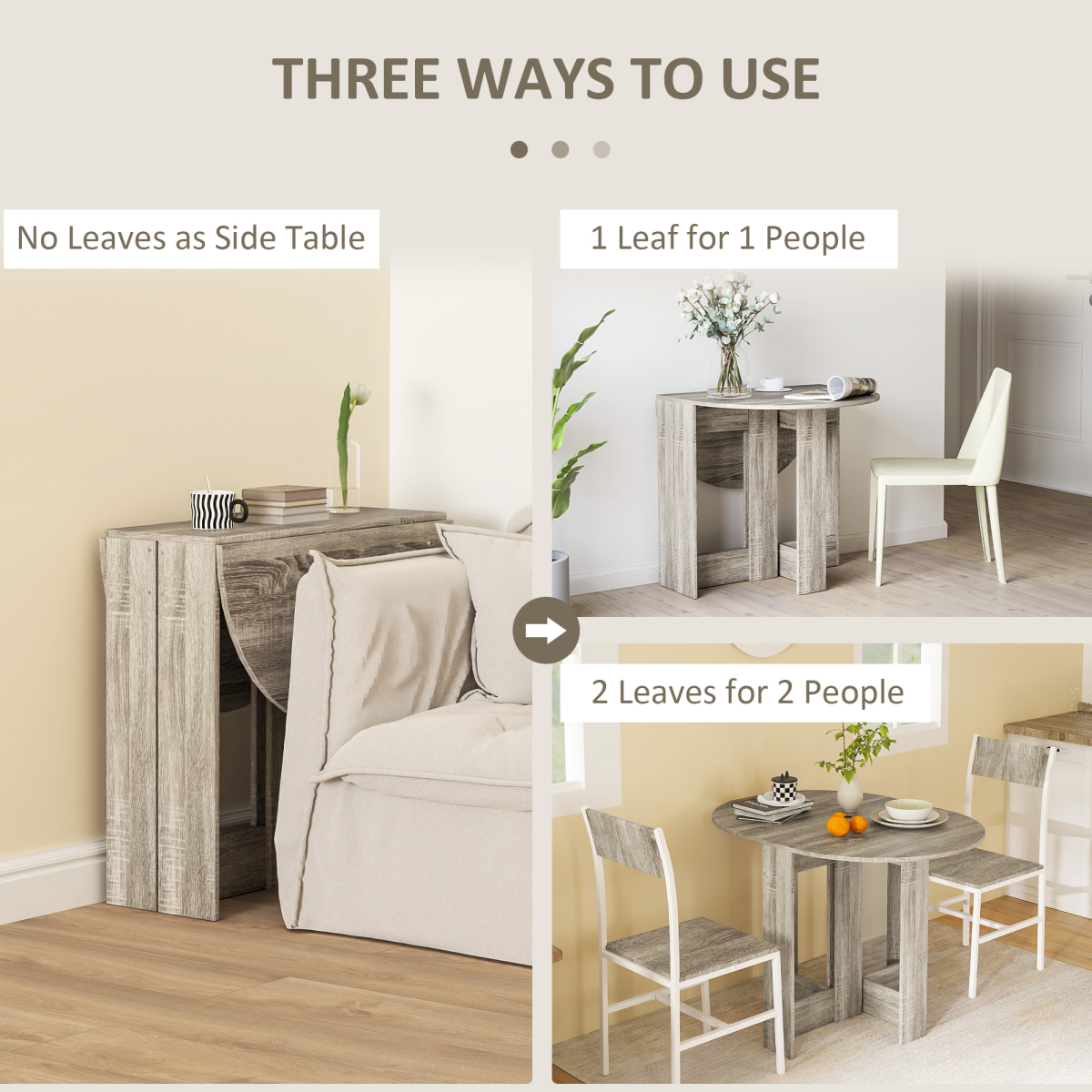 HOMCOM Grey Drop Leaf Folding Dining Table for Kitchen