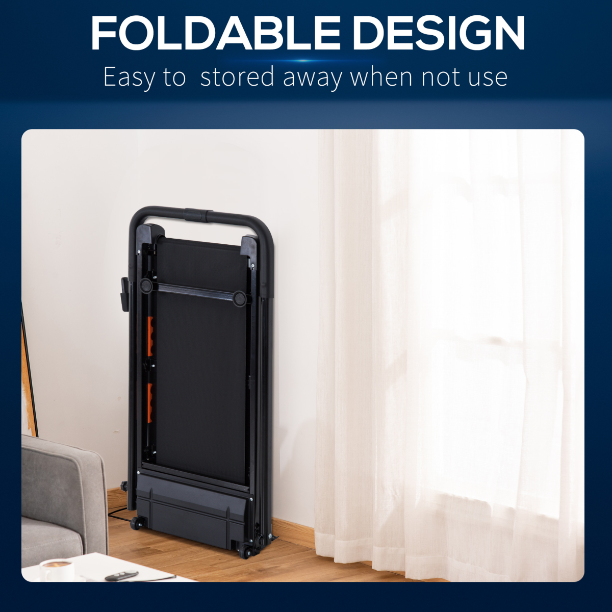 Folding Motorized Treadmill with Remote Control, 1-6 km/h