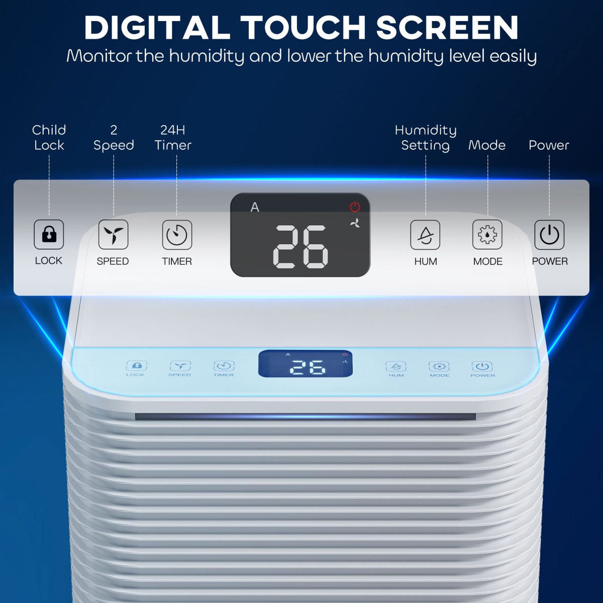 HOMCOM 12L/Day Portable Quiet Dehumidifier, 2000ML, 3 Modes
