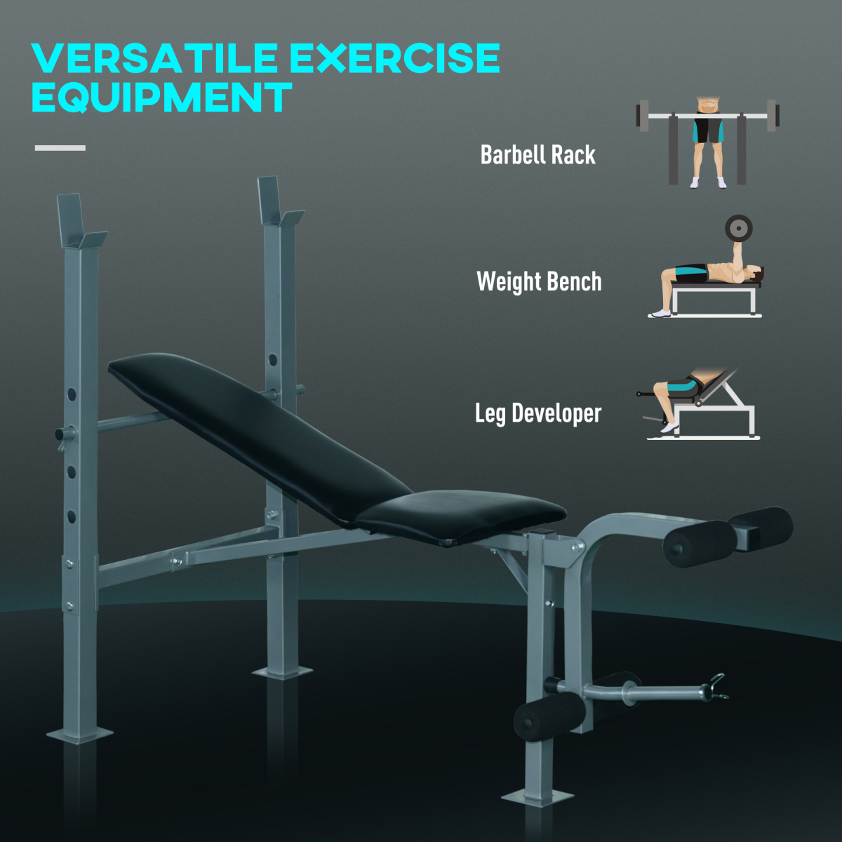 Adjustable Multi Gym Weight Bench with Adjustable Barbell Rack for Chest, Leg and Abs Training