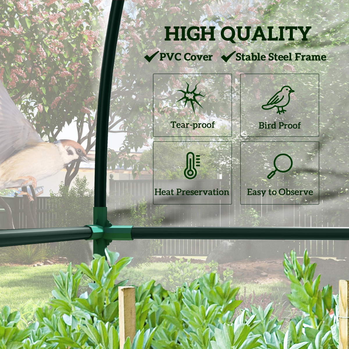 PawHut Lean-To Walk-In Plastic Greenhouse with Zipped Doors