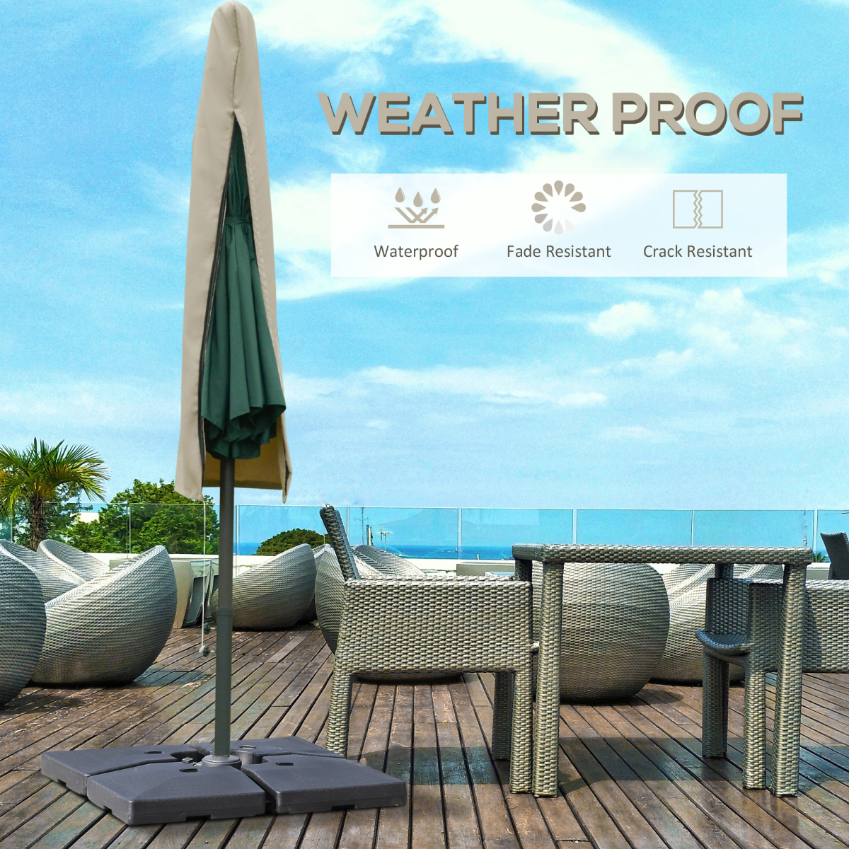 Outsunny Cantilever Umbrella Cover with Zipper and Drawstring, Oxford Cloth Parasol Protector