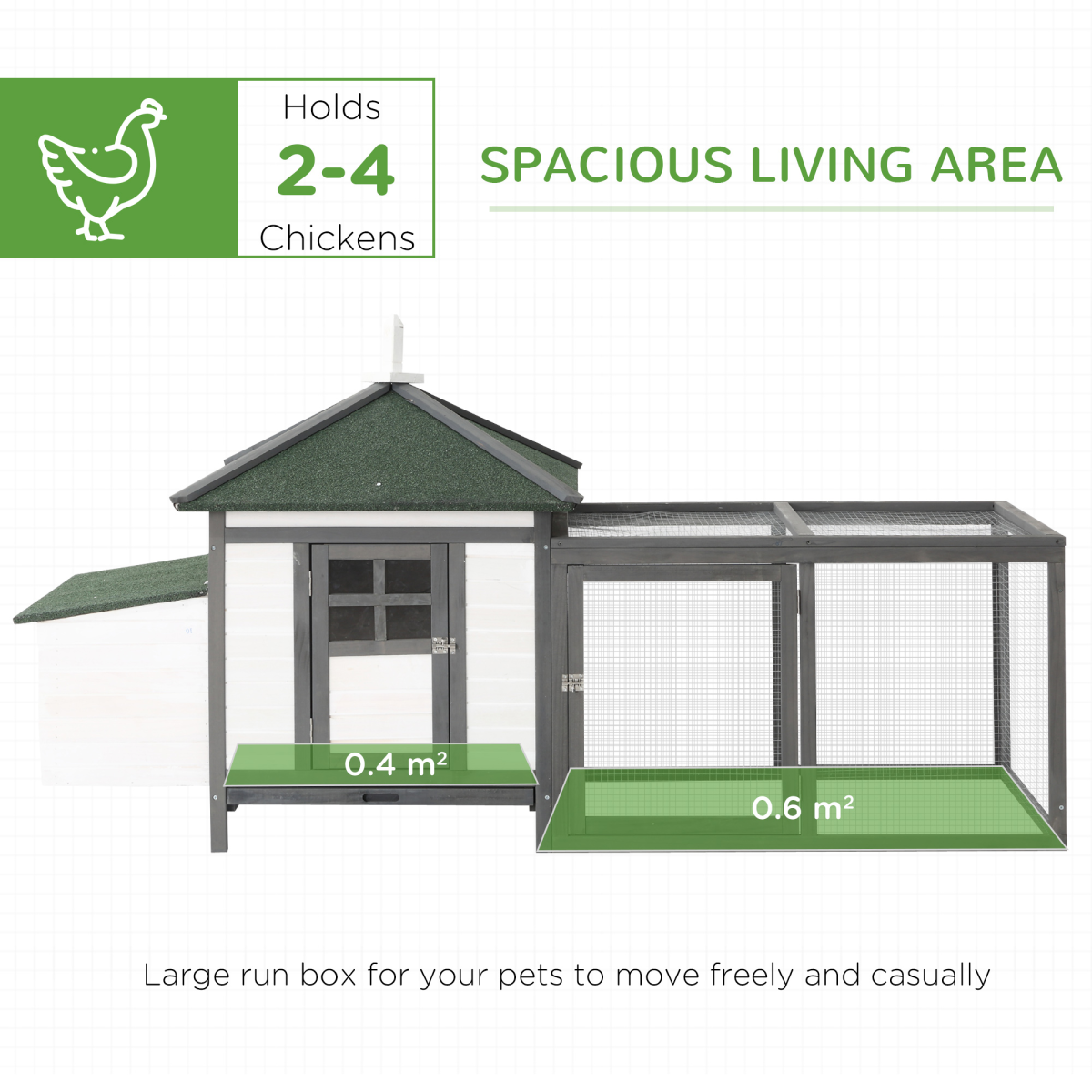 PawHut Wooden Chicken Coop with Nesting Box and Outdoor Run, Backyard Poultry Cage