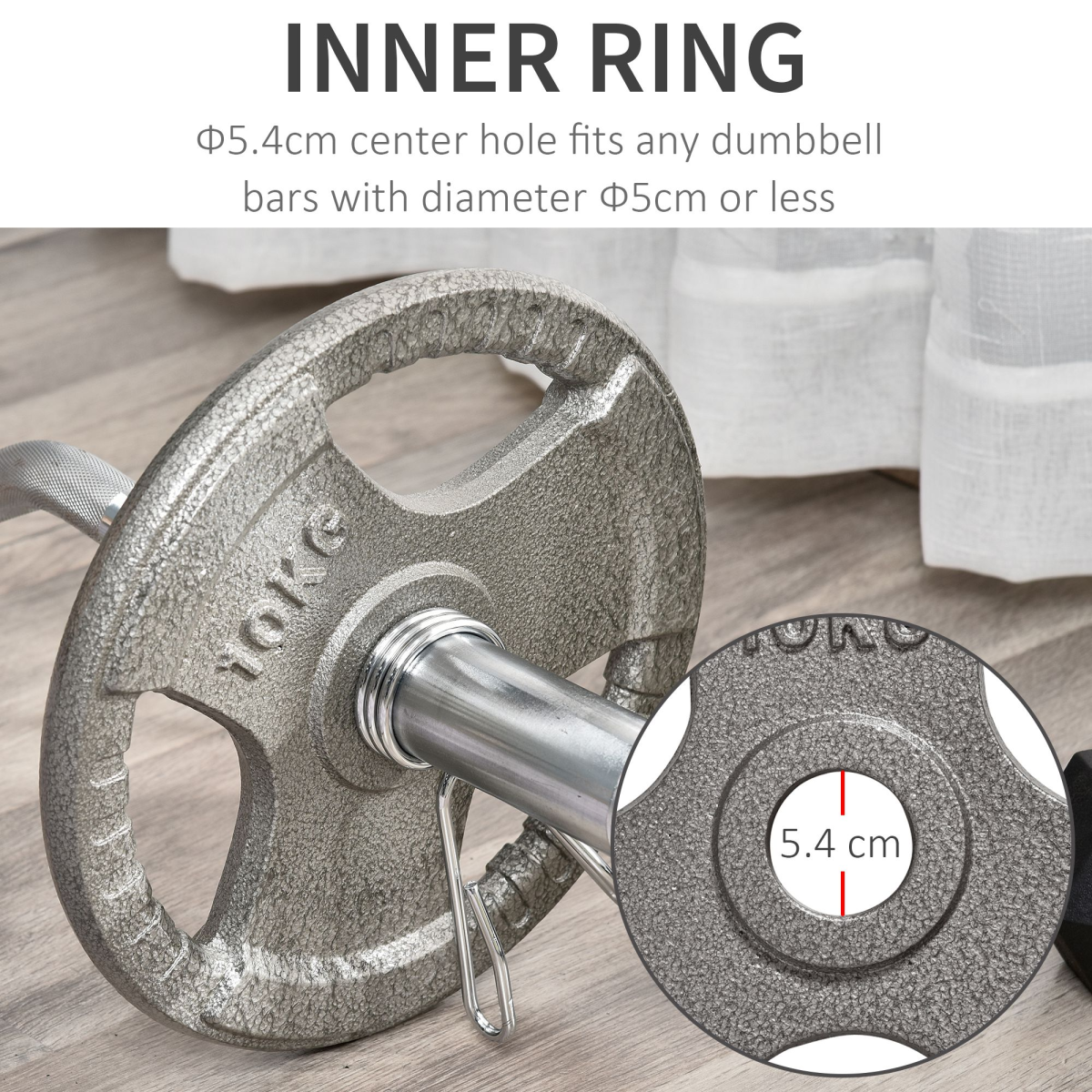 2" Olympic Steel Weight Plates Set of 2, 2 x 10kg