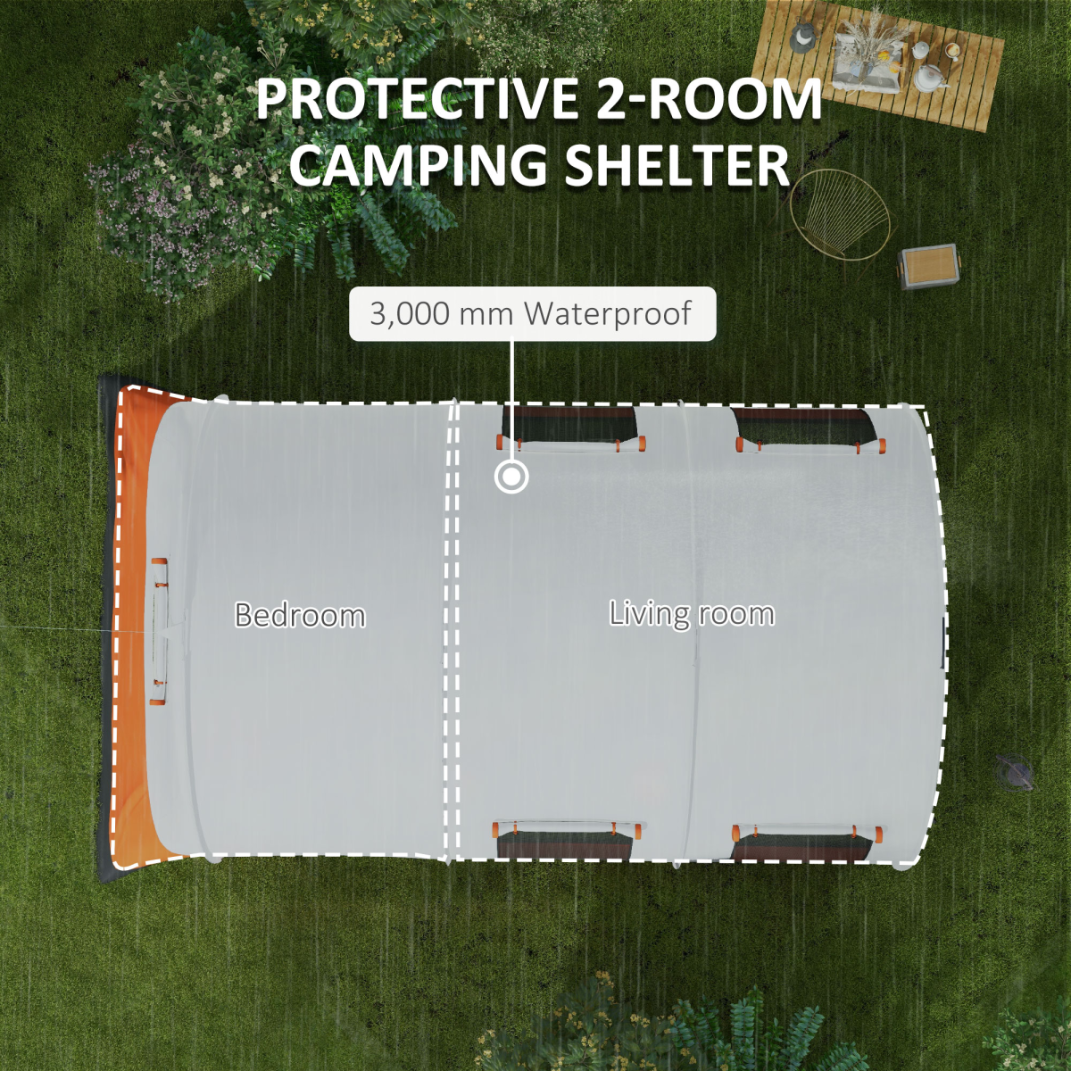 Outsunny 5-6 Person Waterproof Family Camping Tent, 3000mm
