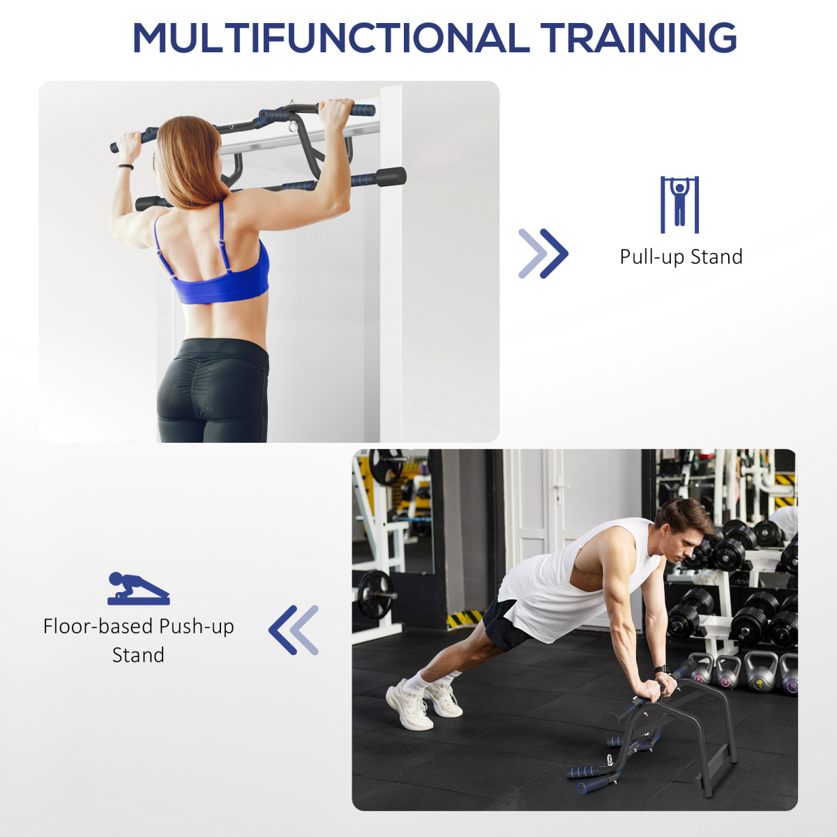 SPORTNOW Multi-Grip Doorway Pull Up Bar with Non-Slip Grips, 150kg