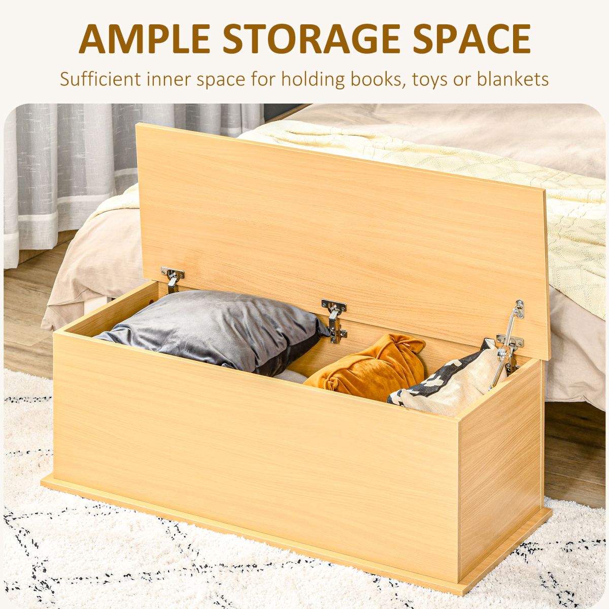 Storage Box Chest Lid Spacious Collect Cabinet Chipboard -Burlywood
