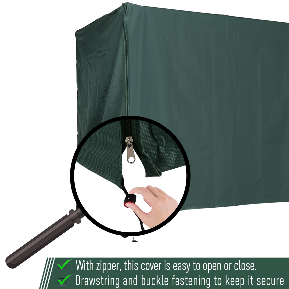 Outsunny 600D Oxford Polyester Waterproof Outdoor Swing Chair Cover with Zipper, Drawstring and Buckle