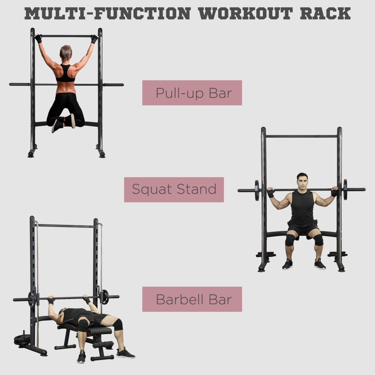 HOMCOM Adjustable Squat Rack with Pull-Up Bar & Barbell Bar