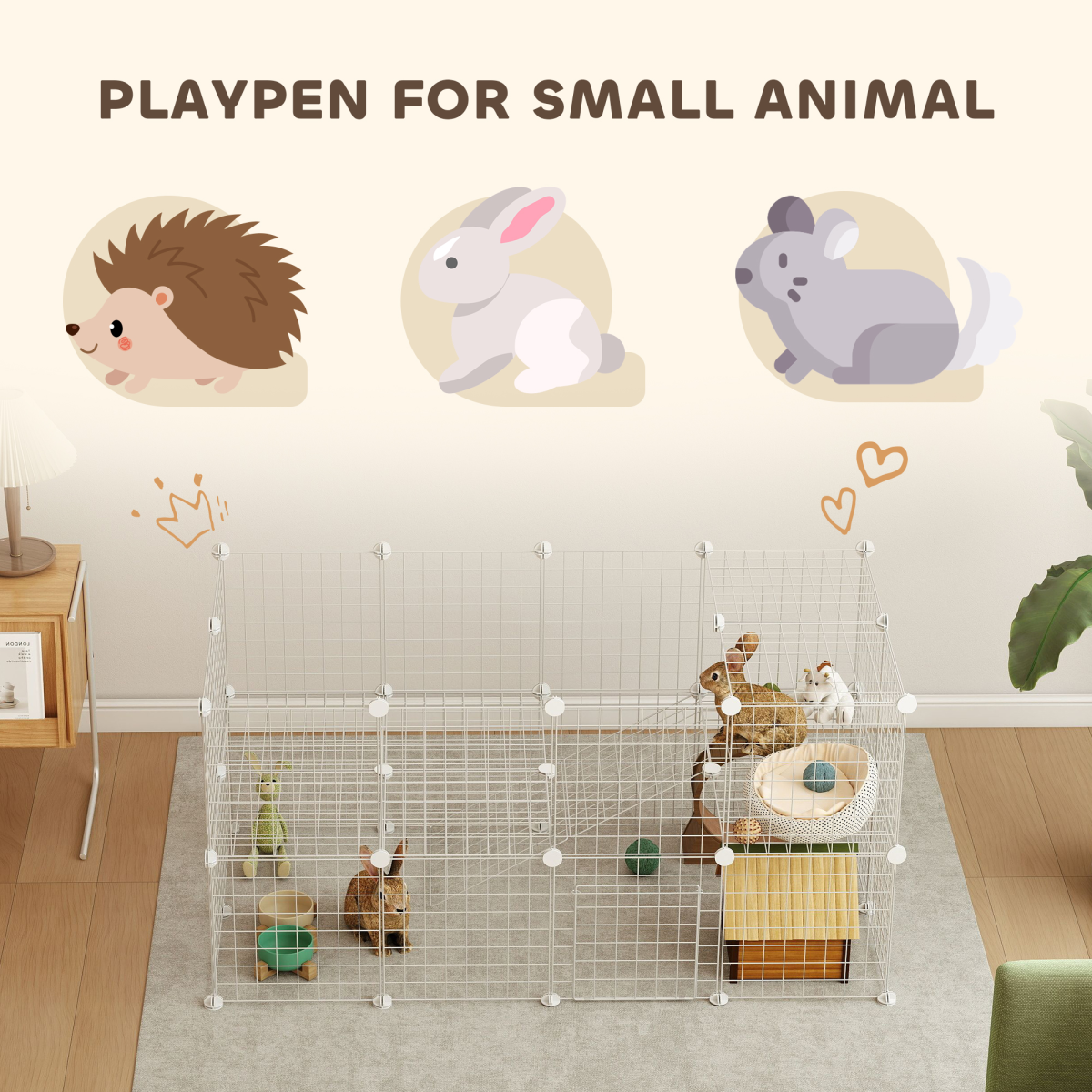 PawHut 36-Panel DIY Small Pet Playpen with Door, White