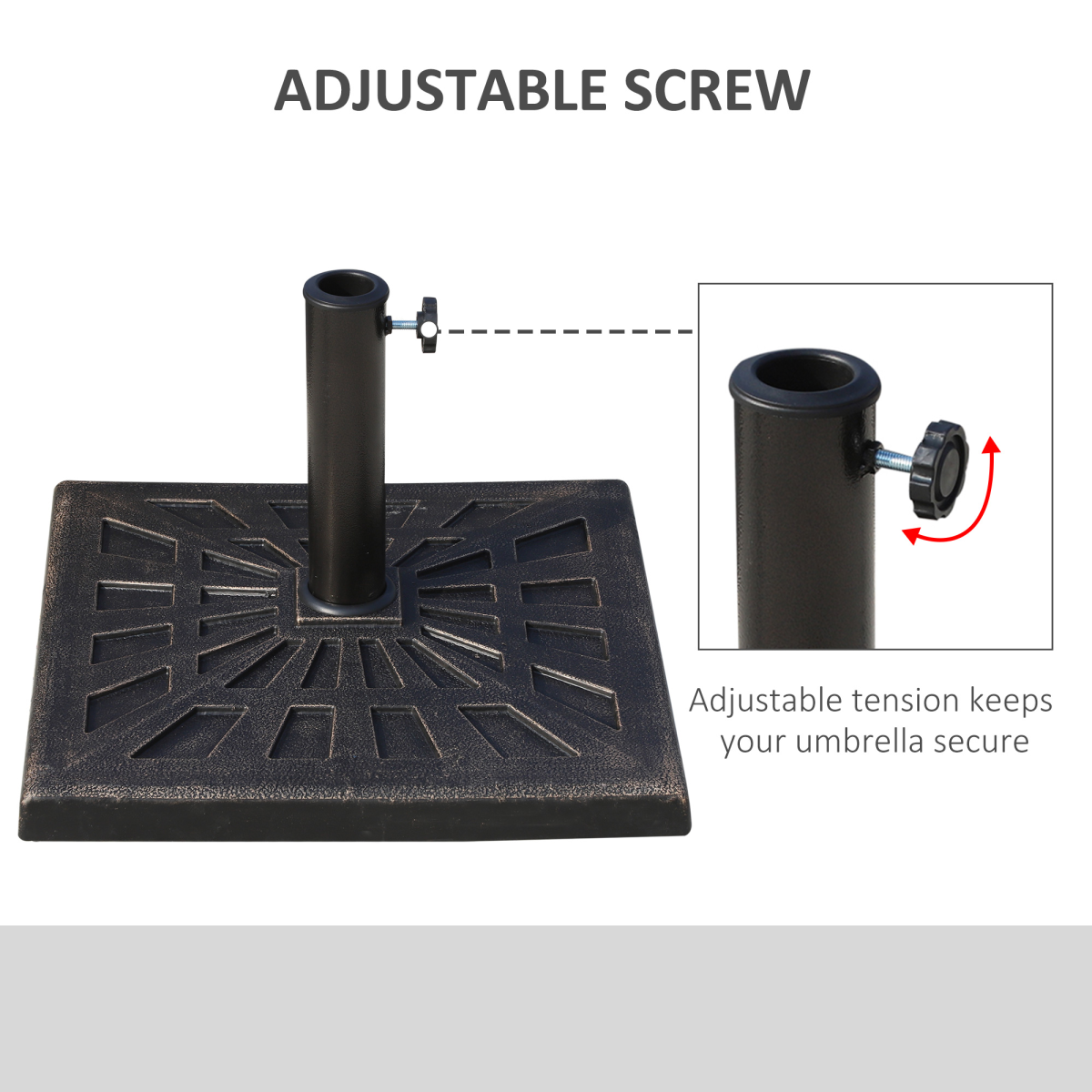 Outsunny 15kg Bronze Square Garden Patio Umbrella Stand Base