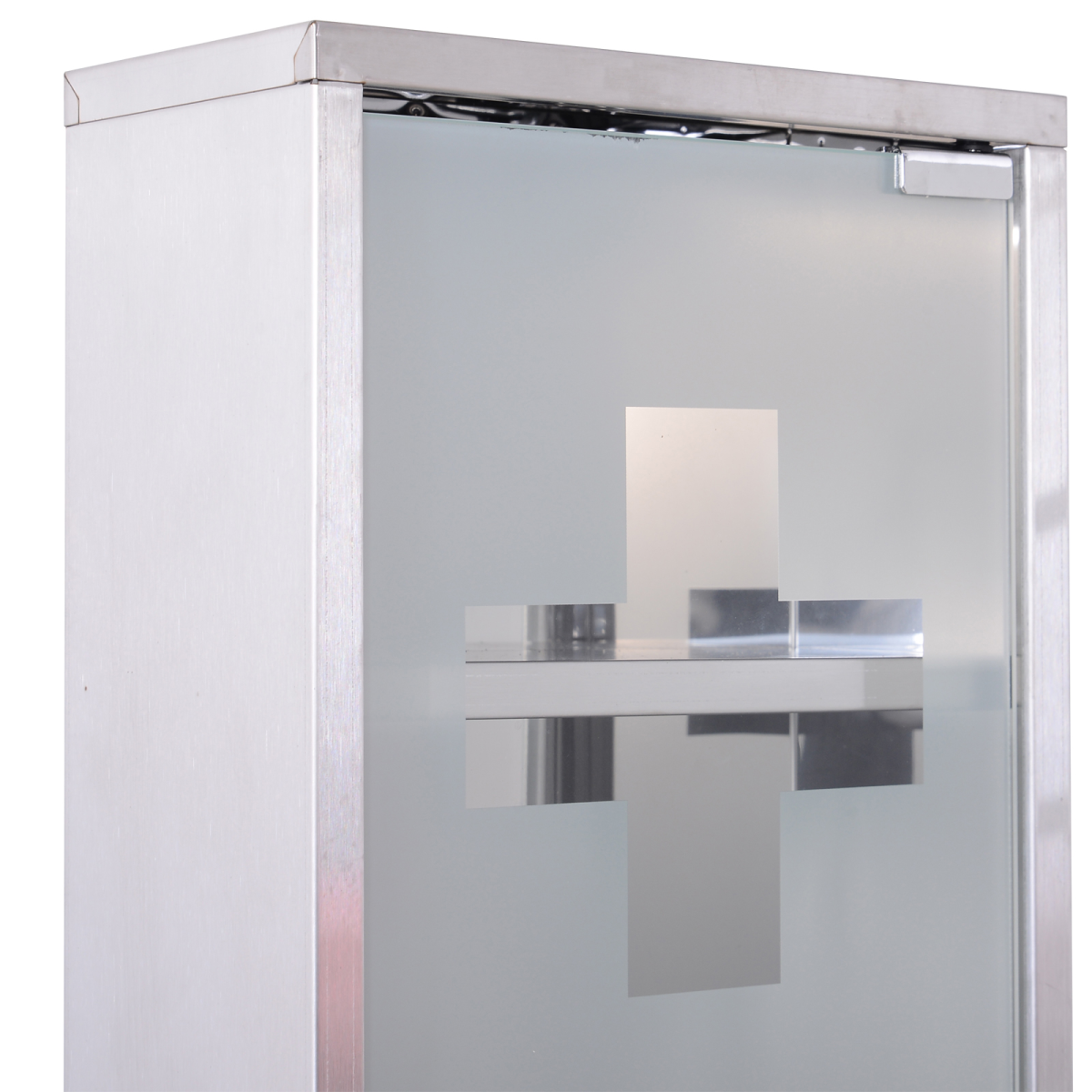 Wall Mounted Stainless Steel Medicine Cabinet with Lockable Security Glass Door, 2 Shelves, 48 x 25 x 12 cm