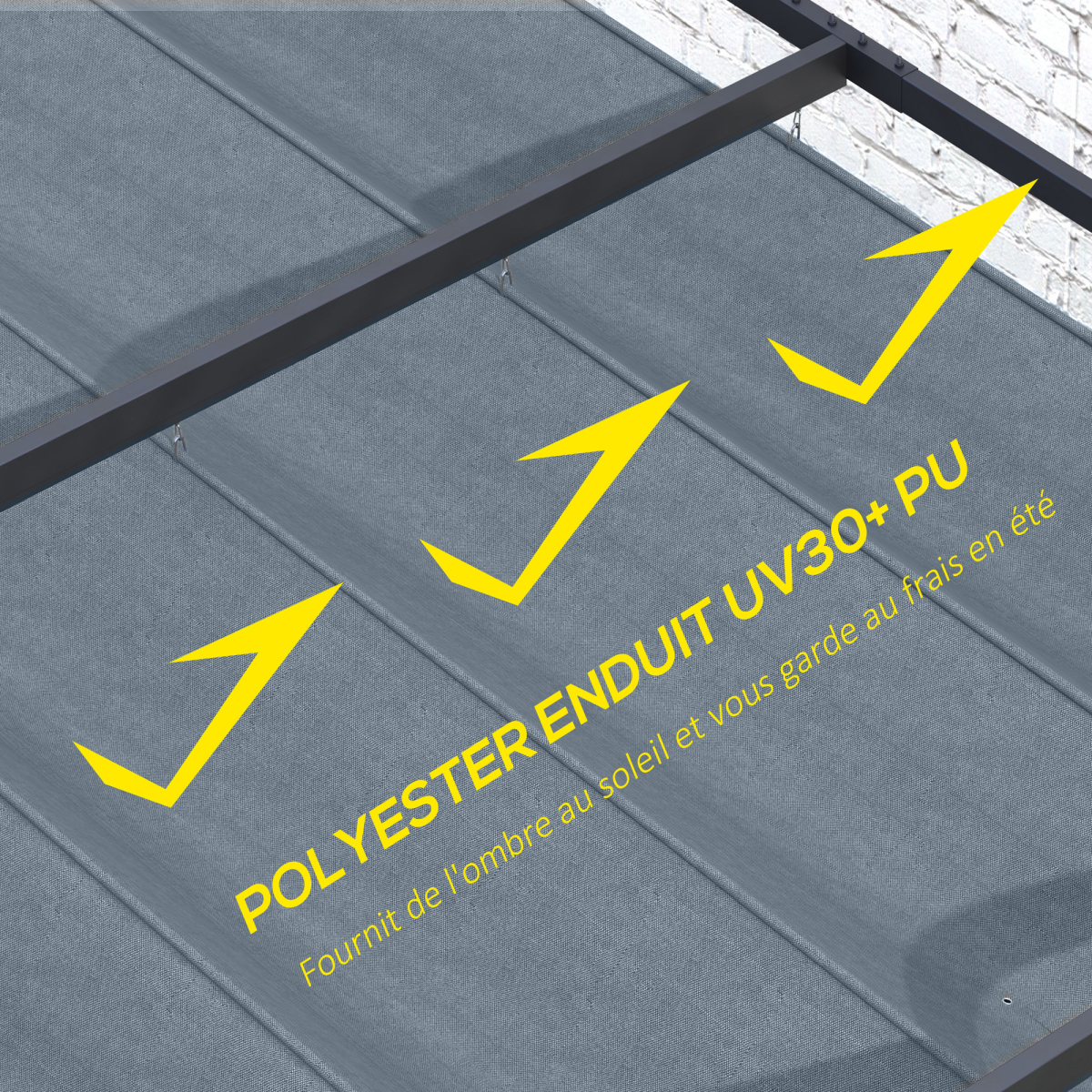 Outsunny Pergola Sun Shade Cover Roof Replacement for 3 x 2.15m Pergola, Grey