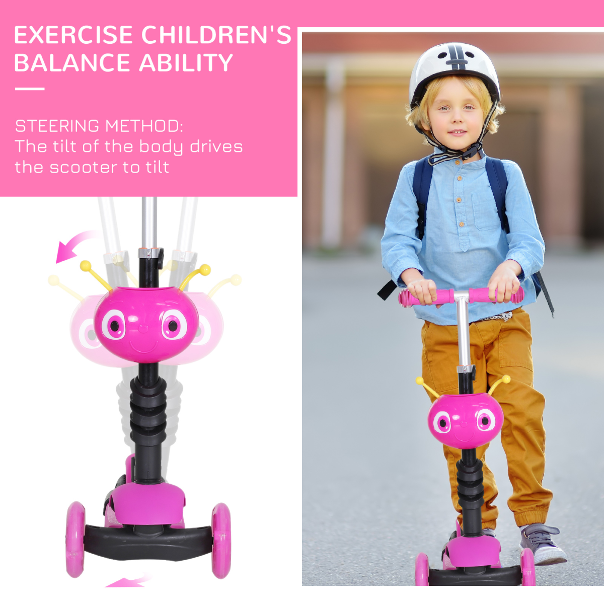 HOMCOM 5-in-1 Kids Toddler Scooter with Removable Seat, Adjustable Handle