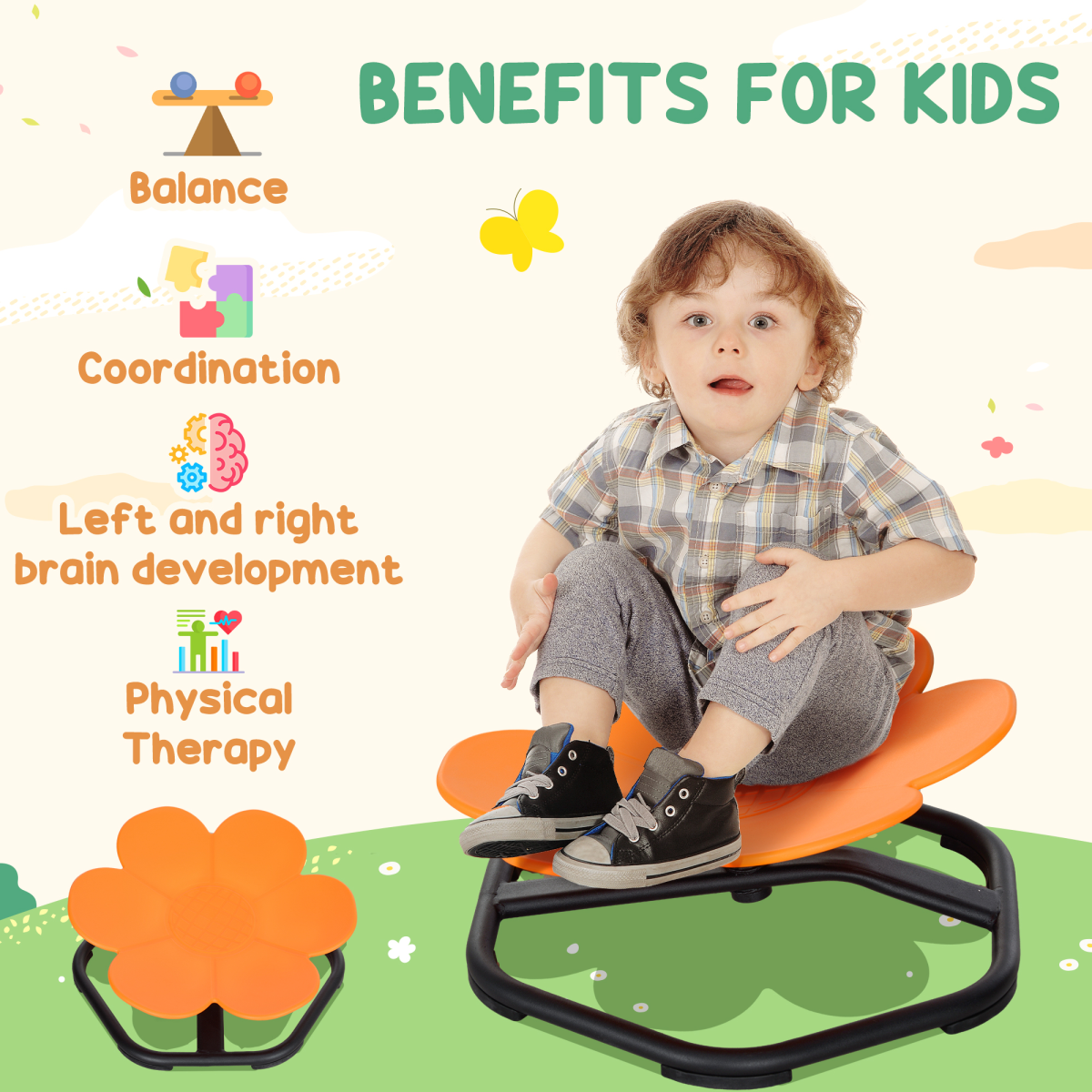 AIYAPLAY Sensory Spinning Chair for Kids, Balance & Coordination