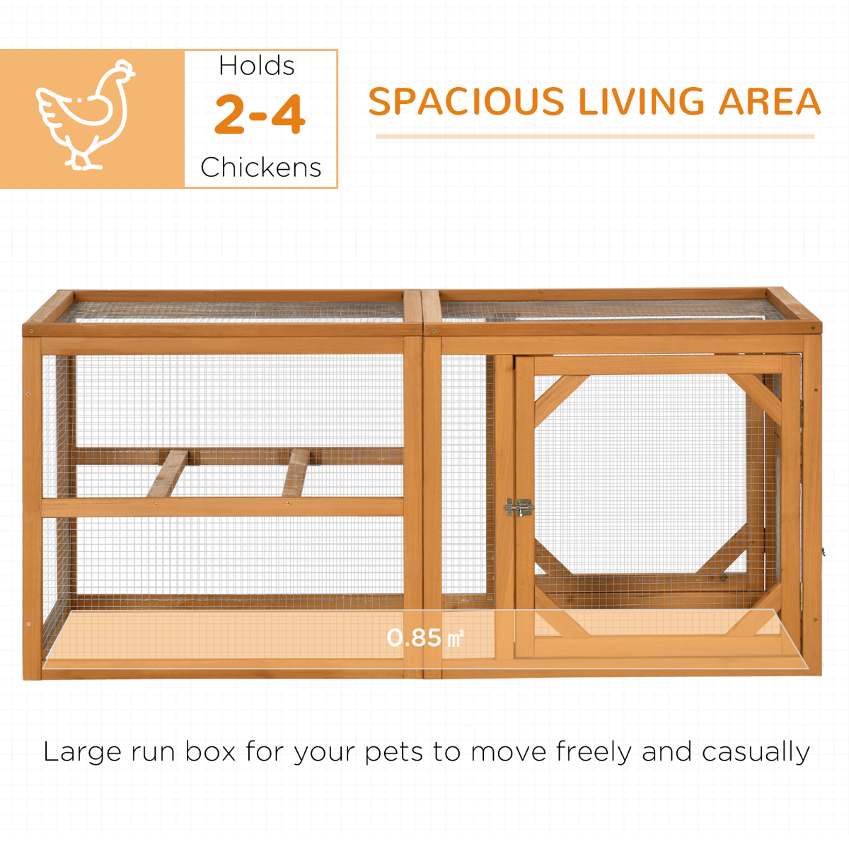PawHut Wooden Chicken Coop with Perches and Lockable Doors for 2-4 Chickens