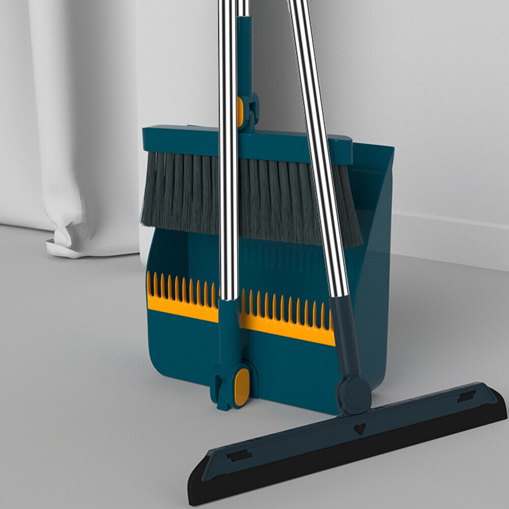 Long Handled Dustpan and Brush Set Strong Metal Handle Dust Pan & Broom Sweeper