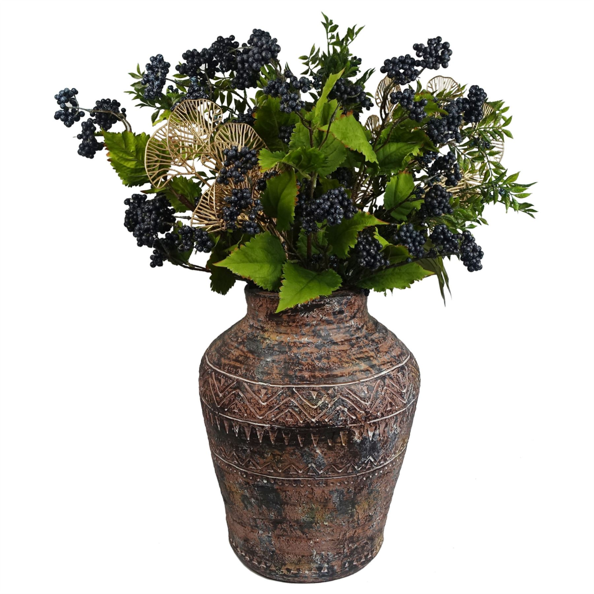 40cm x 32cm Aztec Textured Vase Fibreglass Composite Planter