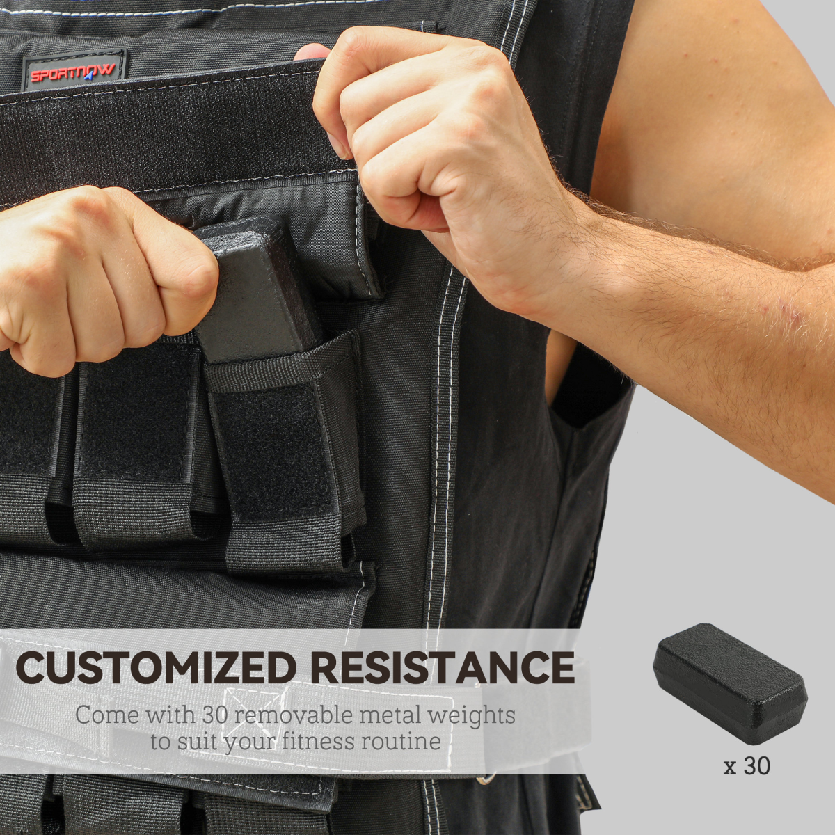 SPORTNOW 30kg Adjustable Weighted Vest with 30 Removable Weights