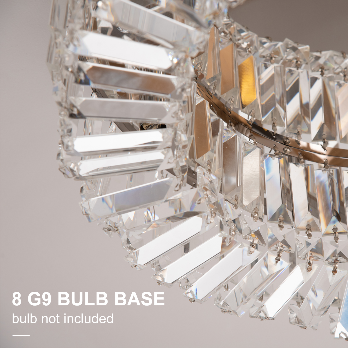HOMCOM Crystal Ceiling Light Chandelier, Stainless Steel, Silver