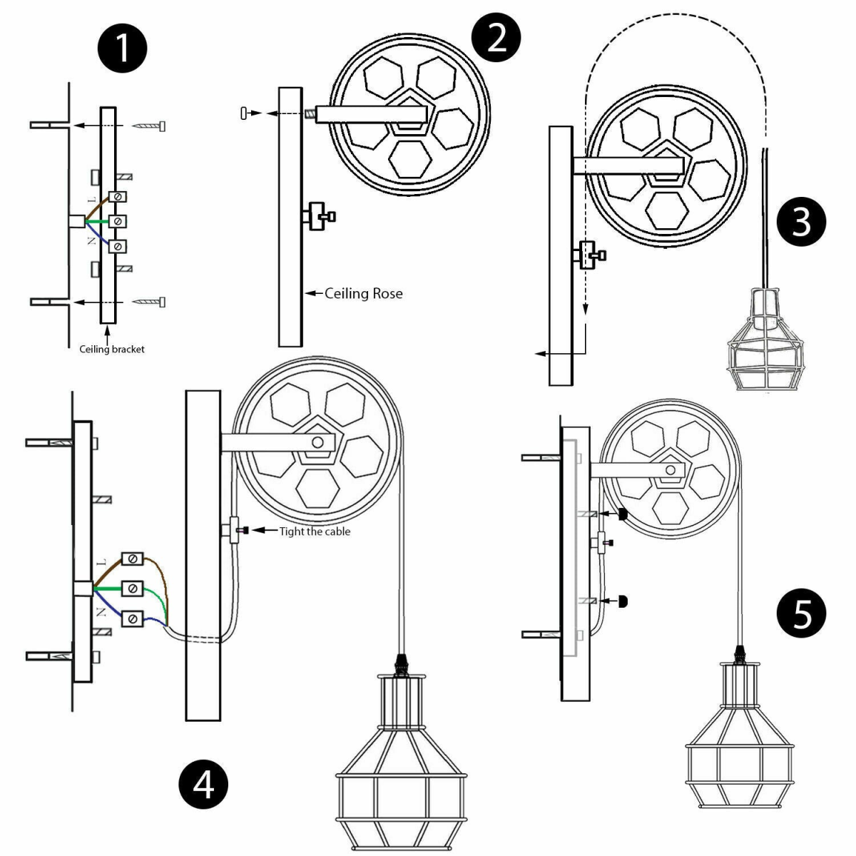Industrial Pulley Wheel Wall Light, Brushed Copper, E27