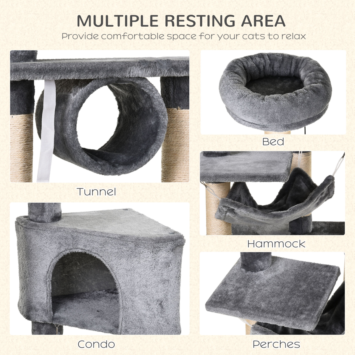 Multi-Level Cat Tree Tower with Scratching Posts and Condo House