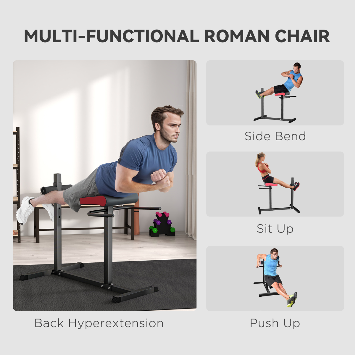 SPORTNOW Roman Chair Back Extension for Back, Abs & Glutes