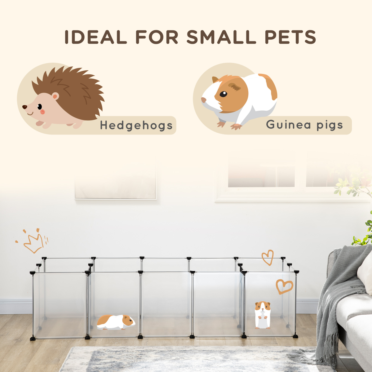 PawHut 18-Panel DIY Small Animal Playpen for Guinea Pigs & Hedgehogs