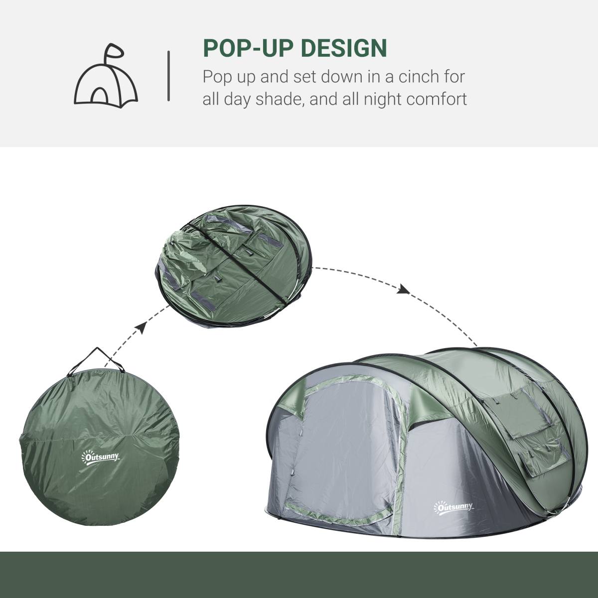 Outsunny Pop-Up Dome Camping Tent for 4-5 People, Water-Resistant, with Two Windows and Doors, 2000mm Waterproof Index