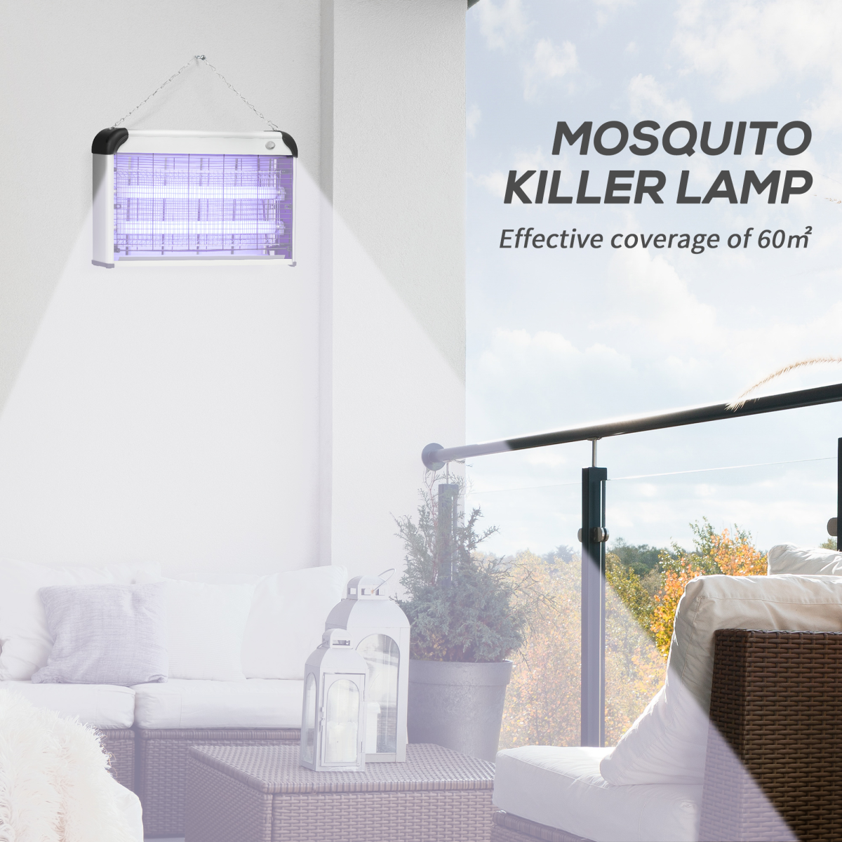 Outsunny 30W Mosquito Insect Killer Pest Bug Trap Lamp UV Fly Zapper Silver