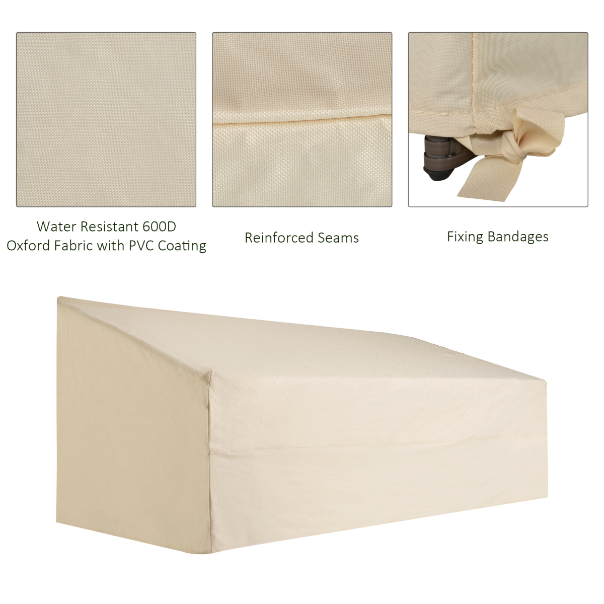 Outsunny Waterproof Patio Furniture Cover for 3-Seat Sofa, Beige, 218 x 111 x 101 cm