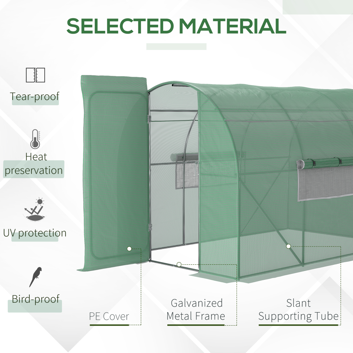 Outsunny 3 x 2m Walk-In Polytunnel Greenhouse with Heavy-Duty Steel Frame and PE Cover