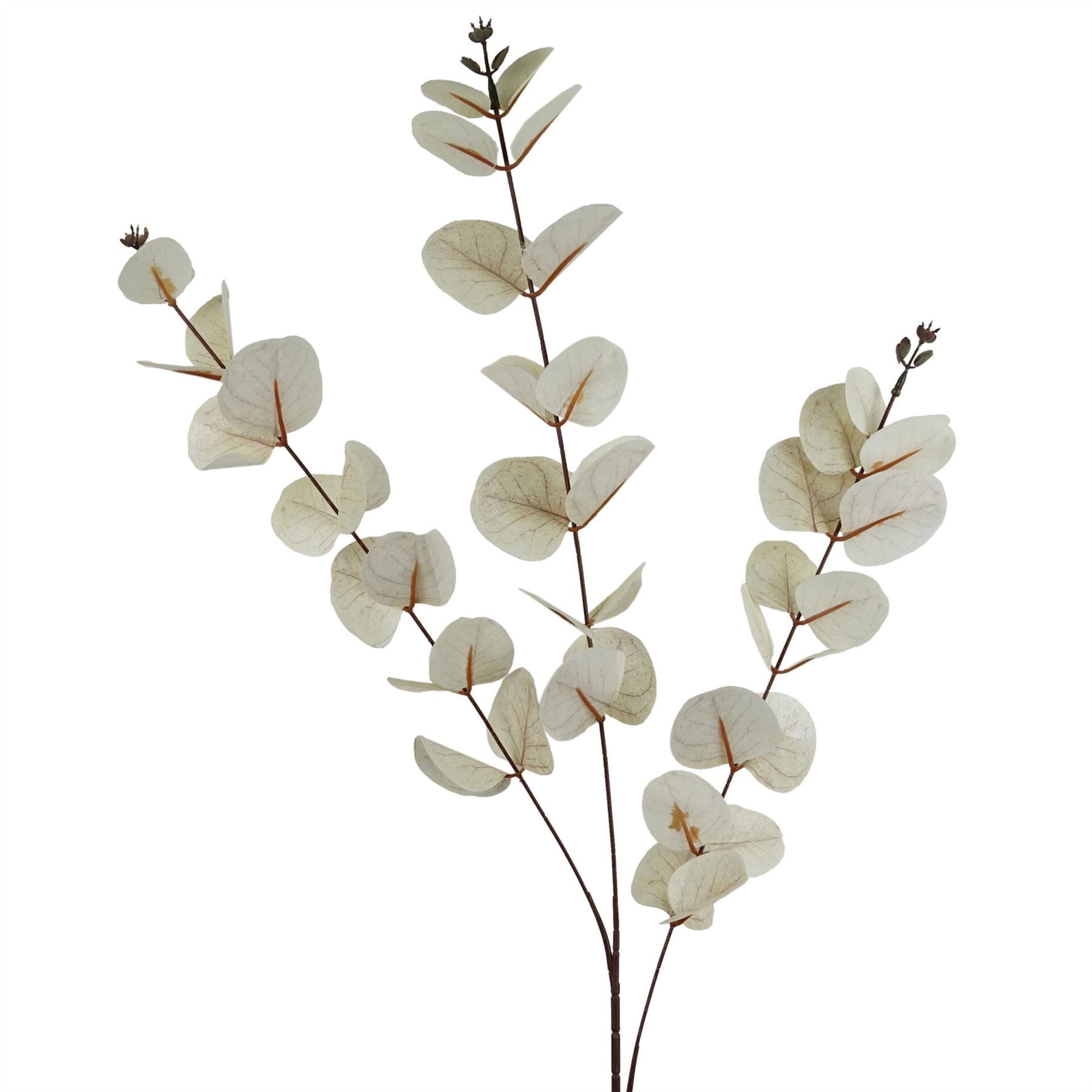 Leaf Pack of 6 White Eucalyptus Foliage Stems 80cm Wired Silk Leaves