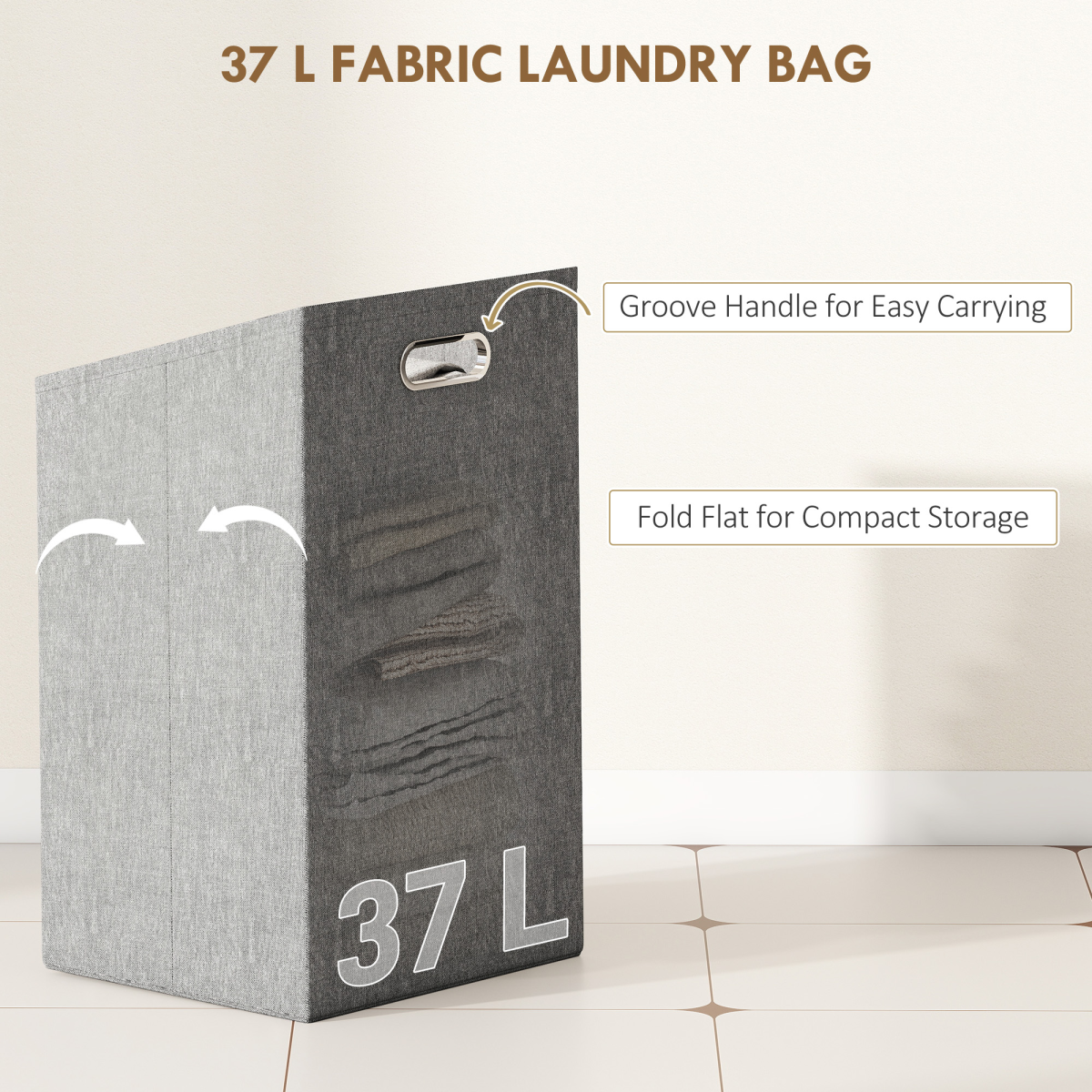 HOMCOM Bamboo Laundry Hamper Cabinet with Removable 37L Basket